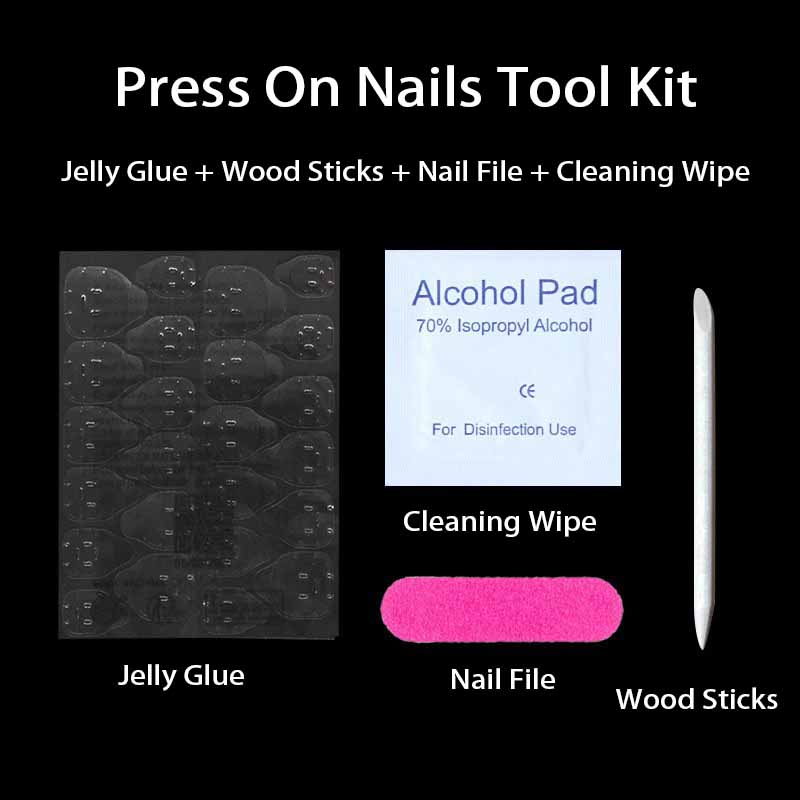 Nail Art Jelly - 1 Set Nagelkleber-Tabs, Gelee-Kleber-Aufkleber, gefälschtes Press-on-Nagelspitzen-Werkzeugset