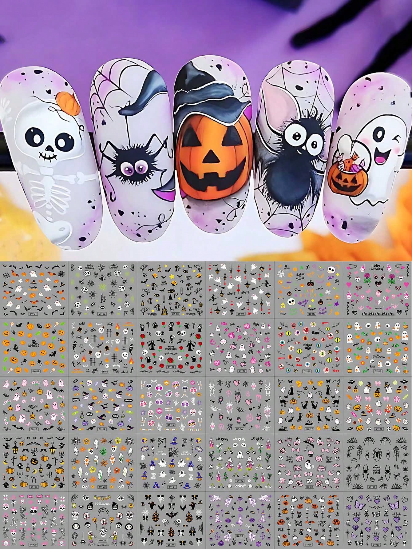 Nail Art Gothic - 12 Stück/Set Weiße Cartoon Schneeflocke Elch