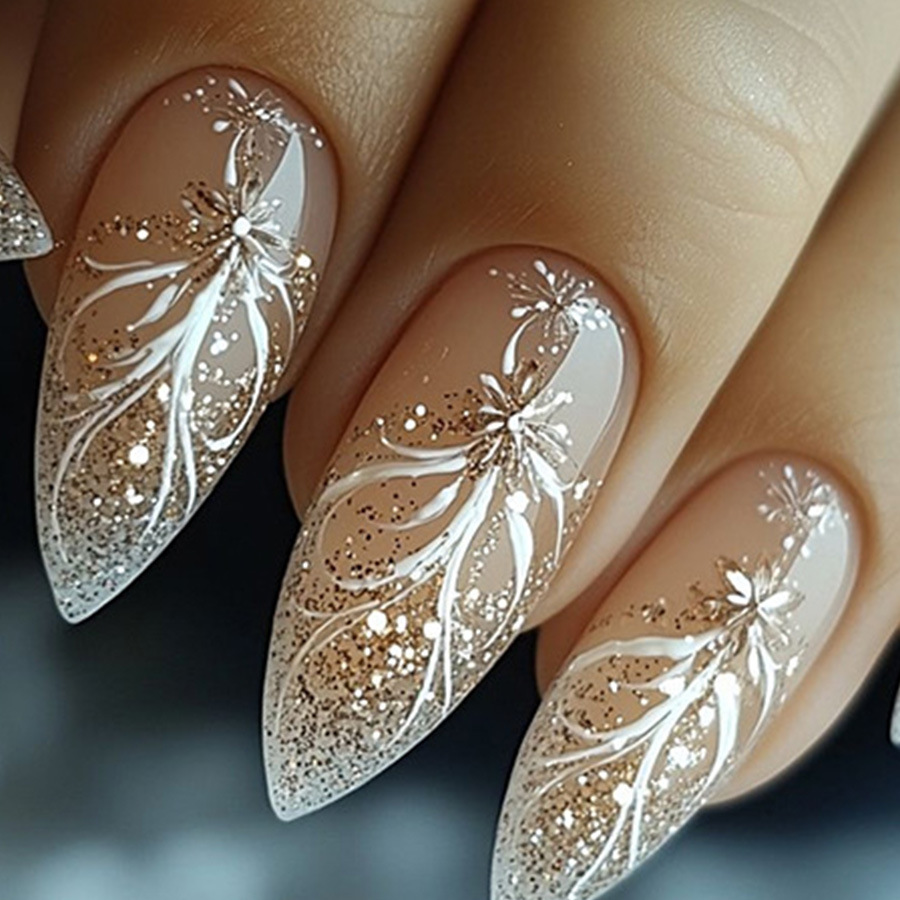 Nail Art Gliter - 24 Stück/Set kurze mittelgroße künstliche Nägel