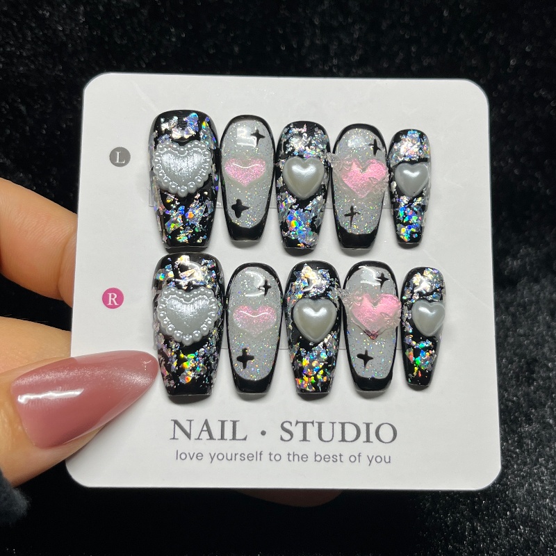 Nail Art Gothic - 10 Stück Gothic Black Press on