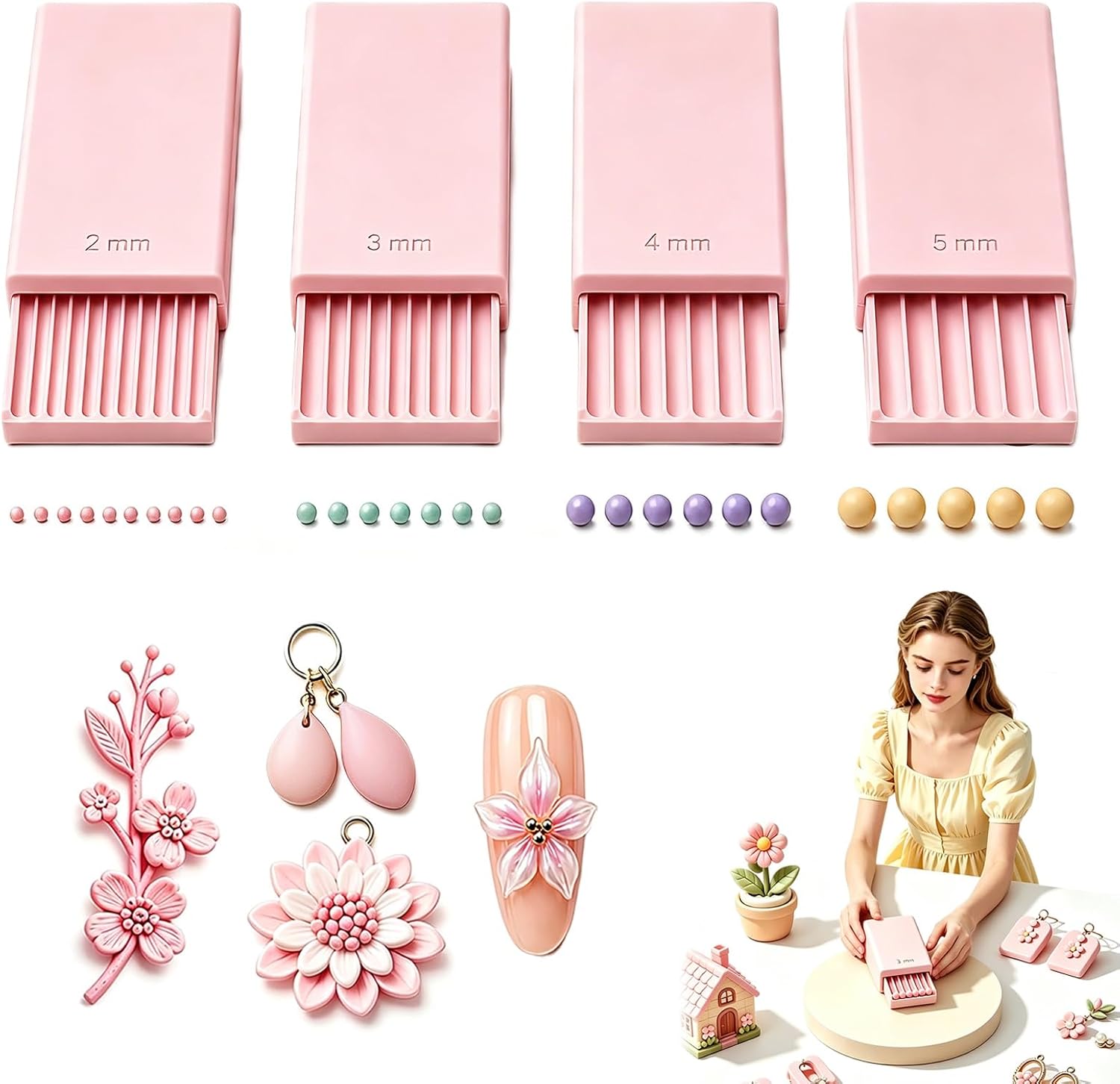 Nail Art Jelly - 3D-Druck Ton-Gel-Ball-Maker-Werkzeug, Nagelkunst-Perlenroller für 3D-Gel-Blumen |