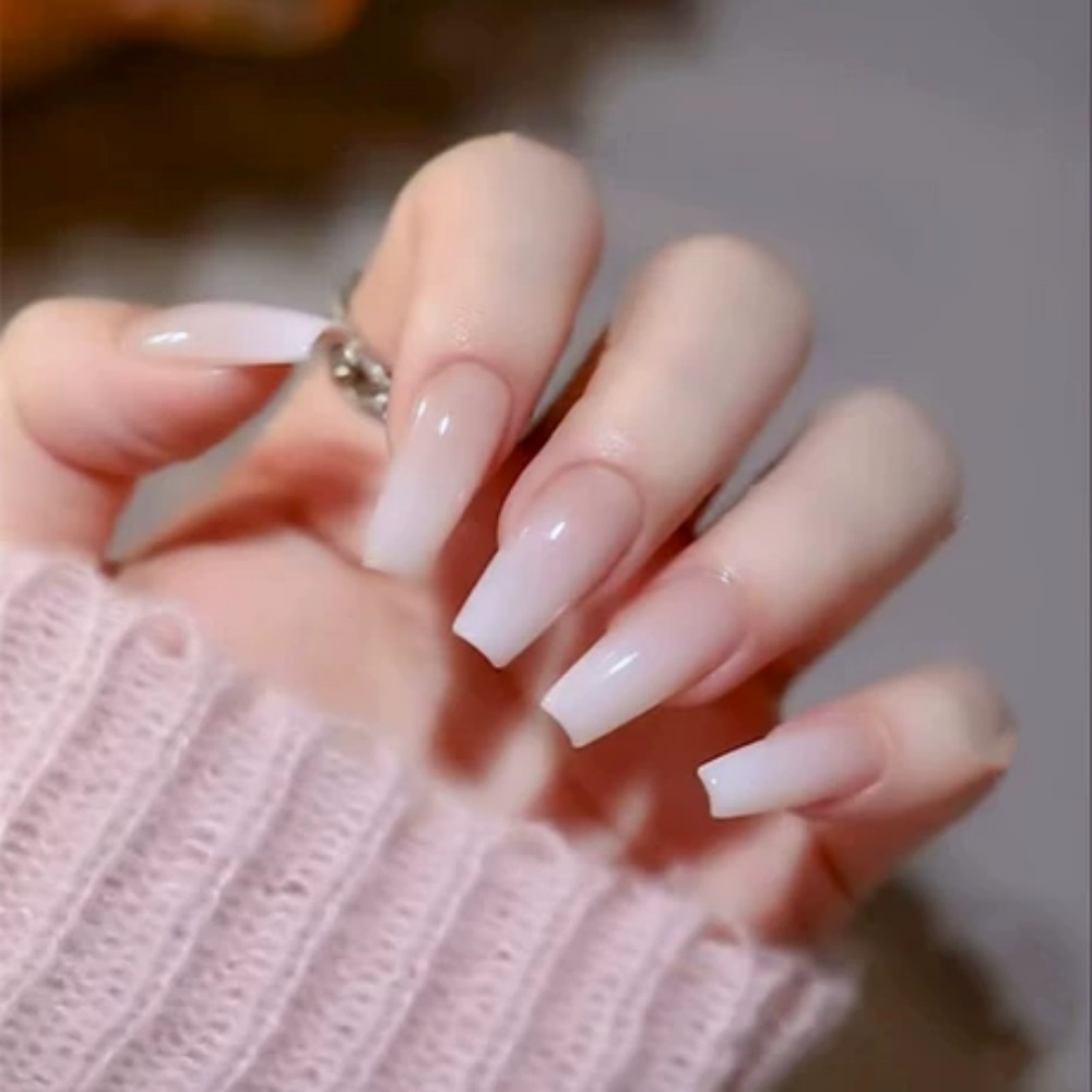 Nail Art Jelly - 24 Stück/Box Lange Sargförmige Künstliche Nägel