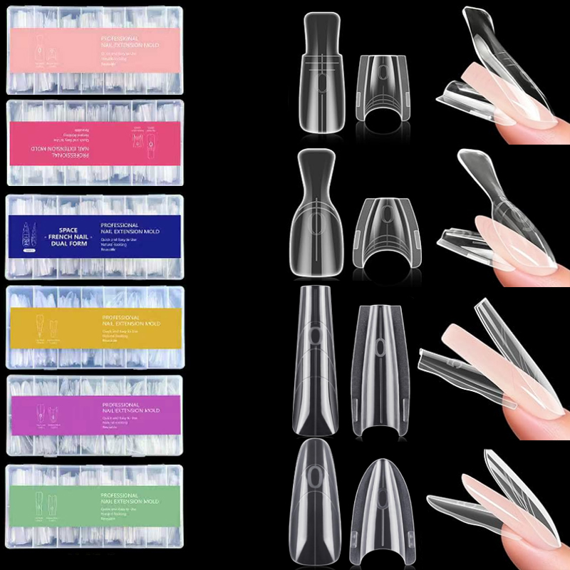 Nail Art Ombre - Sandwich-Nagelspitzen-Doppelform, 120/150/240 Stück Mandel-Nagelform, Schnelle Nagelverlängerung