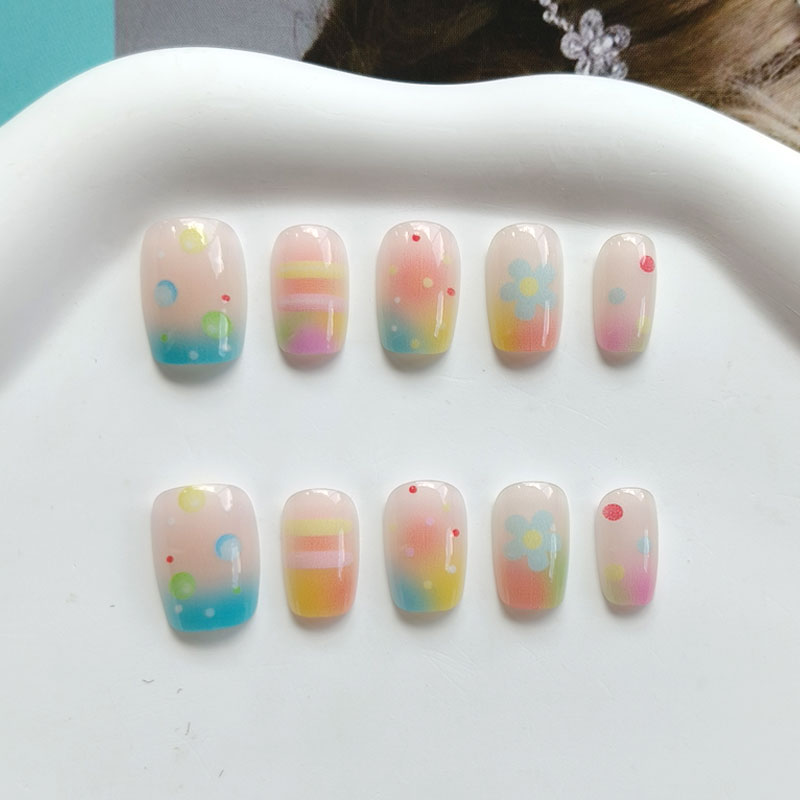 Nail Art Ombre - 10 Stück Regenbogen-Kaugummi Süße Niedliche Aufklebenägel
