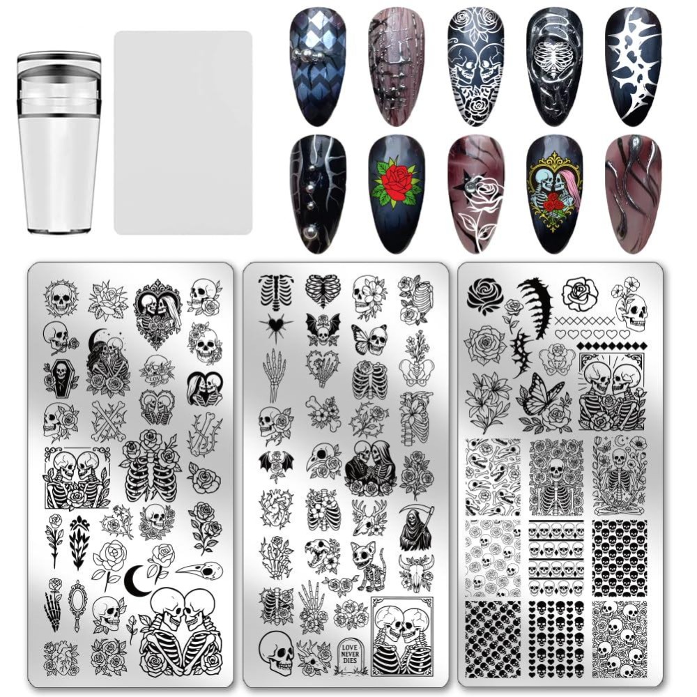 3er-Set Totenkopf-Nagelstempel – Nail Art Gothic Bewertung und Preis