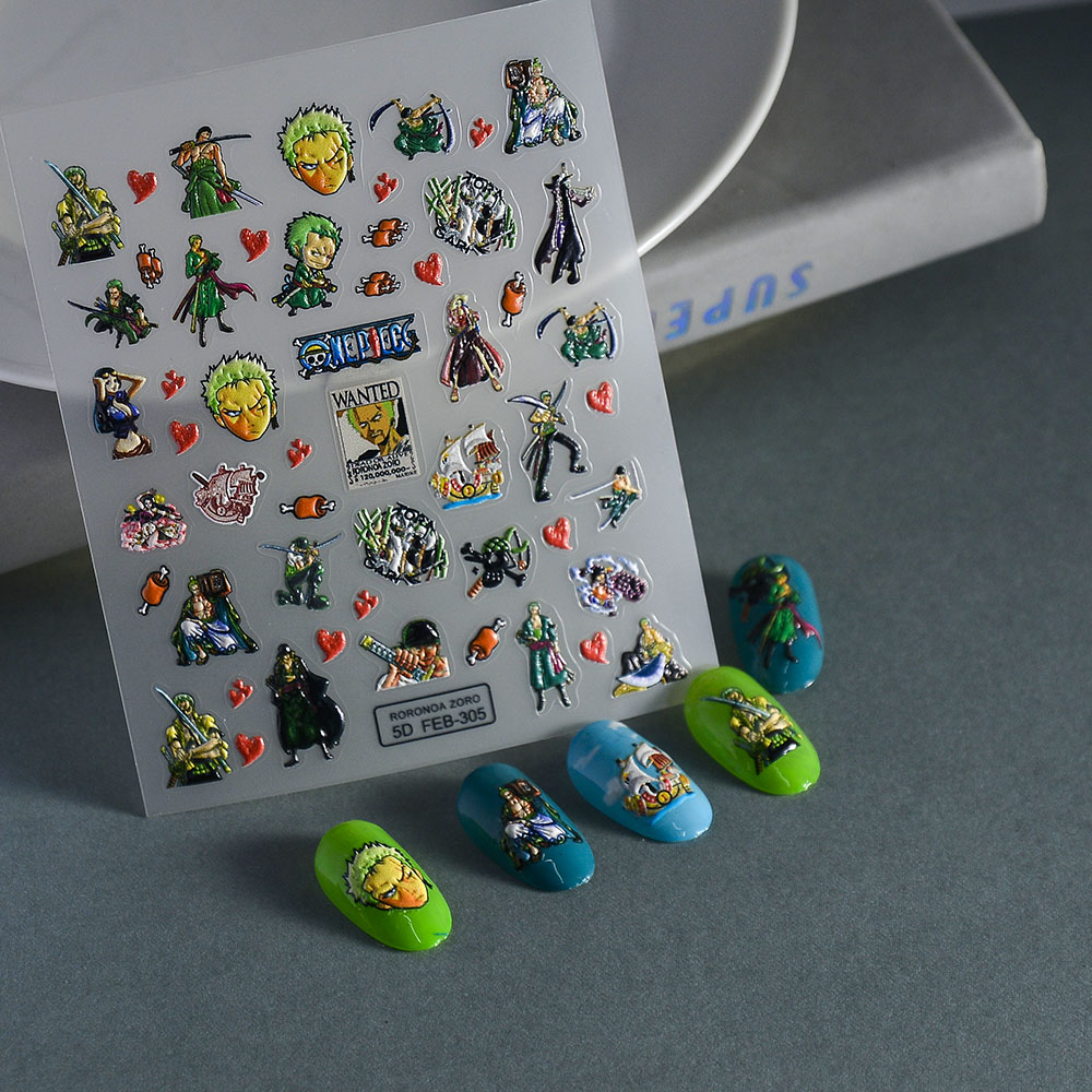 1 Stück 5D Tragbare ONE PIECE  – Nail Art Zoro One Piece Bewertung und Preis