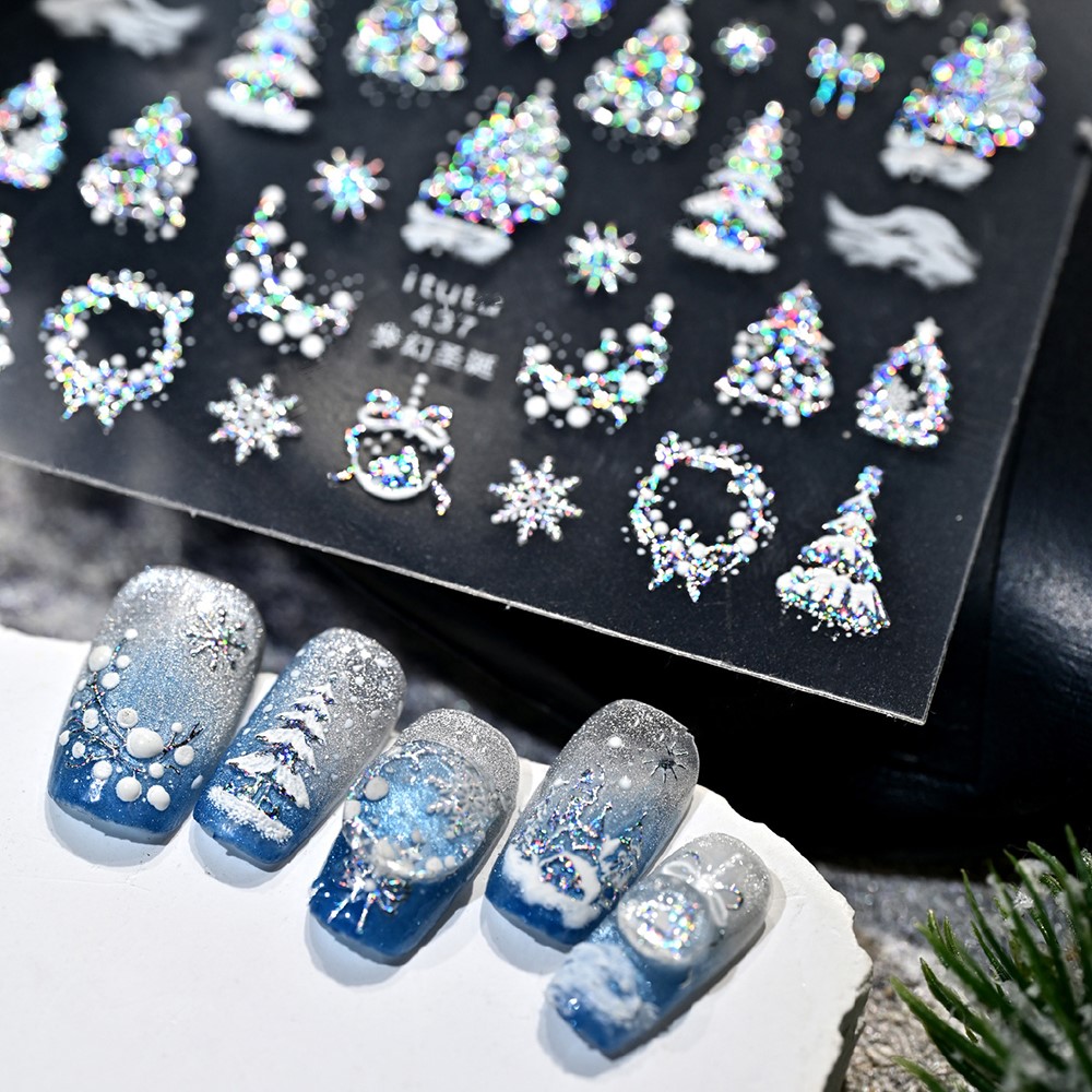 5D geprägte Gold Schloss/Girla – Nail Art Xmas Design Bewertung und Preis