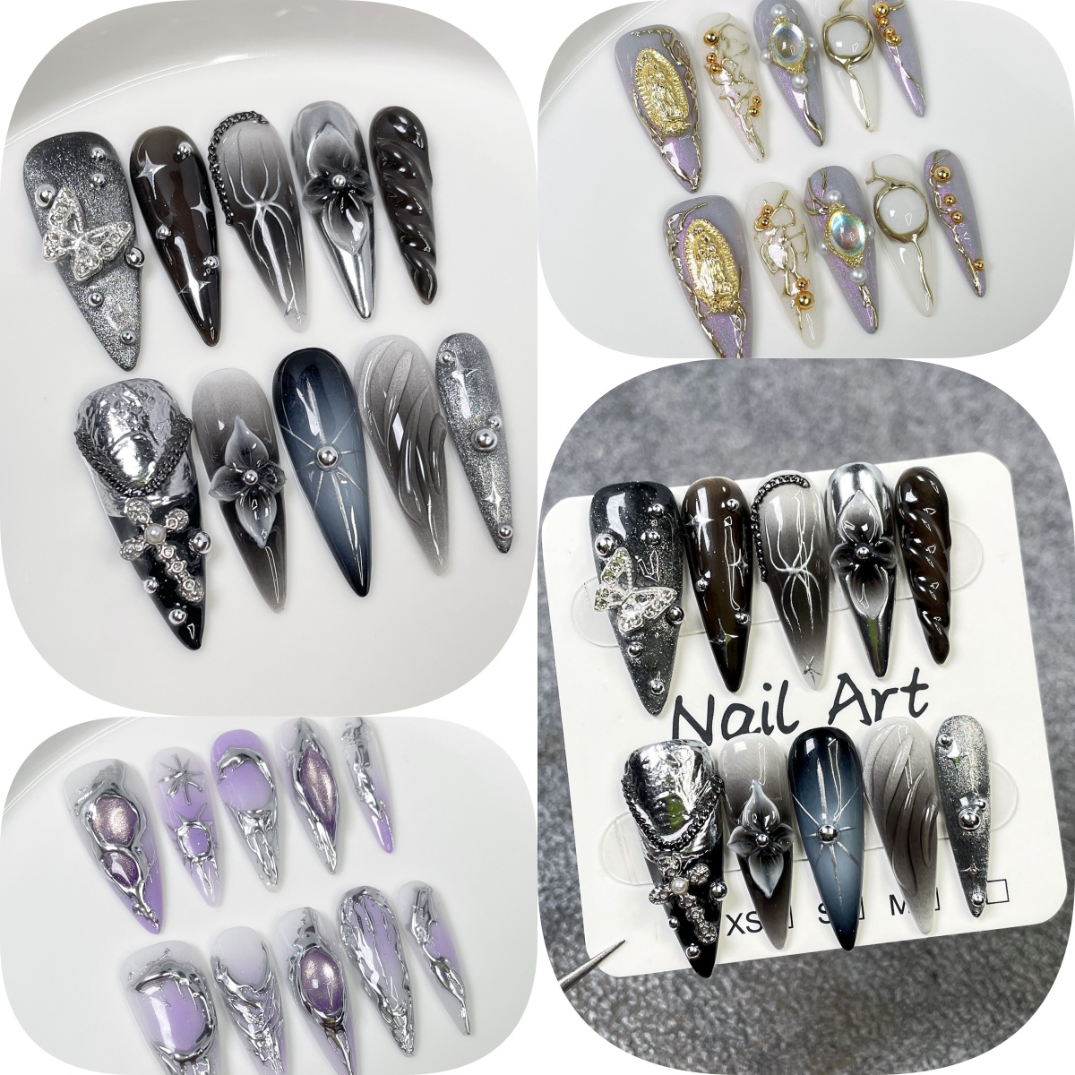 10 Stück schwarzer Farbverlauf – Nail Art Press On Bewertung und Preis
